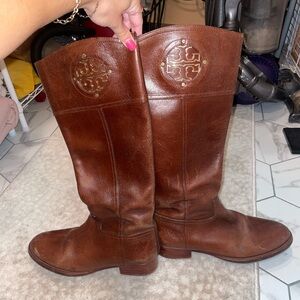 Tory Burch Brown Leather Knee-High Boots